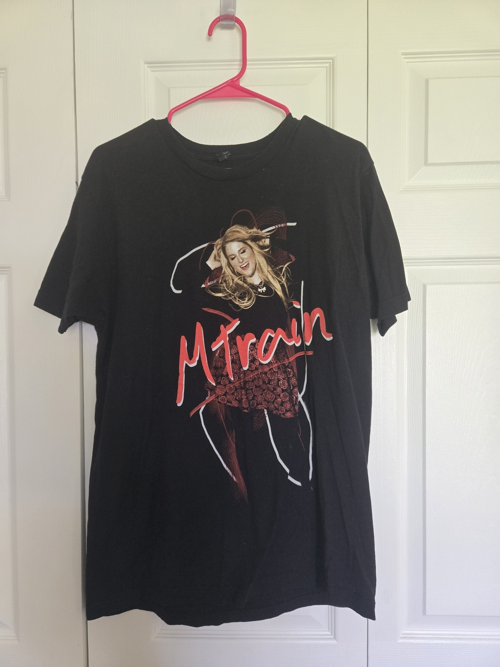Tultex Black Graphic Tee with Red Script and Multi-Color Photo